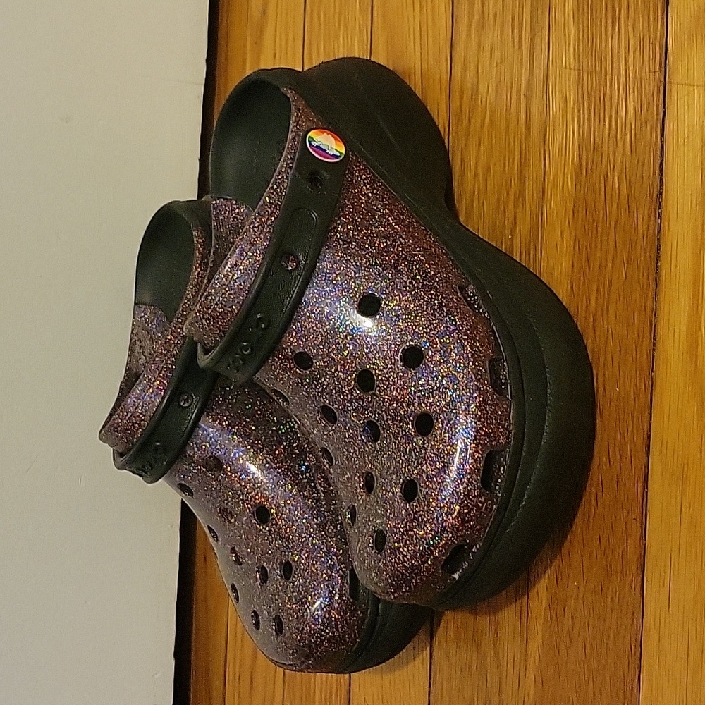 Crocs Bae Platform Translucent Glitter Pride Clog… - image 1